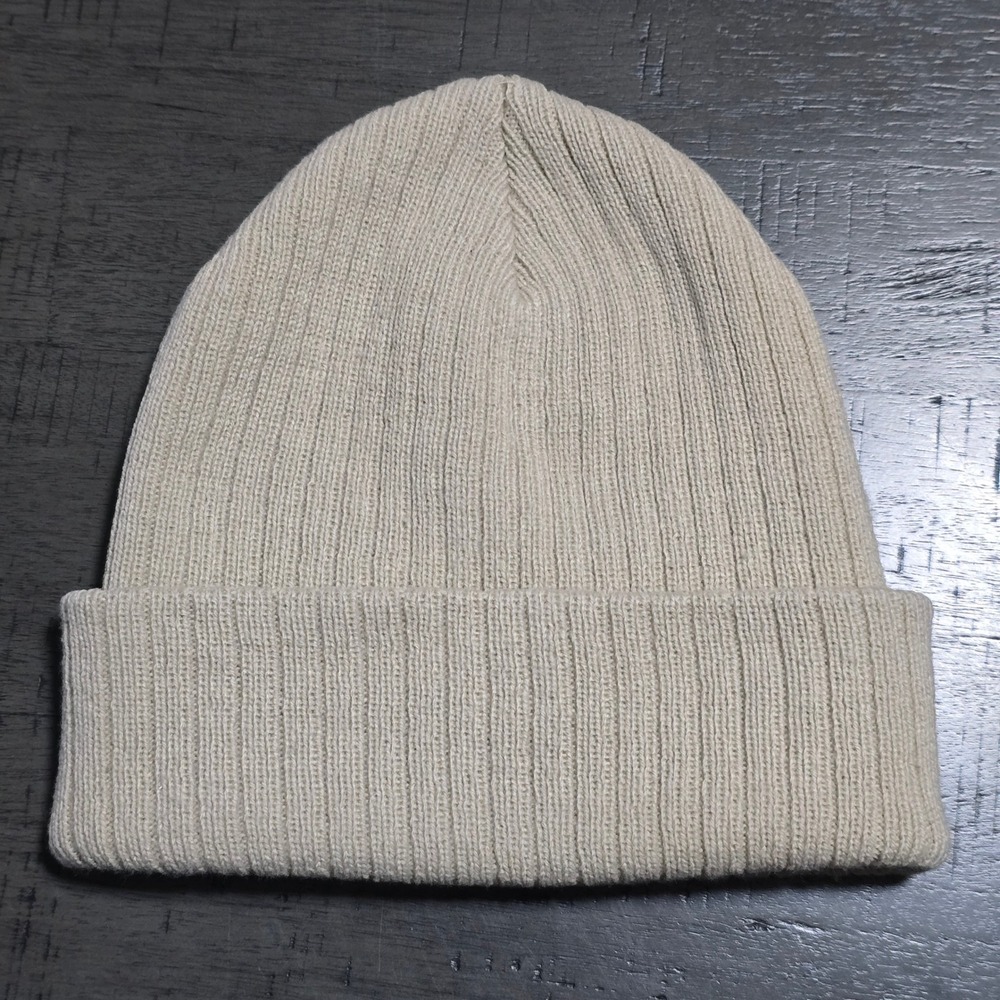 Men's Oatmeal Ribbed Knit Beanie Hat Warm Winter Cuffed Slouchy to